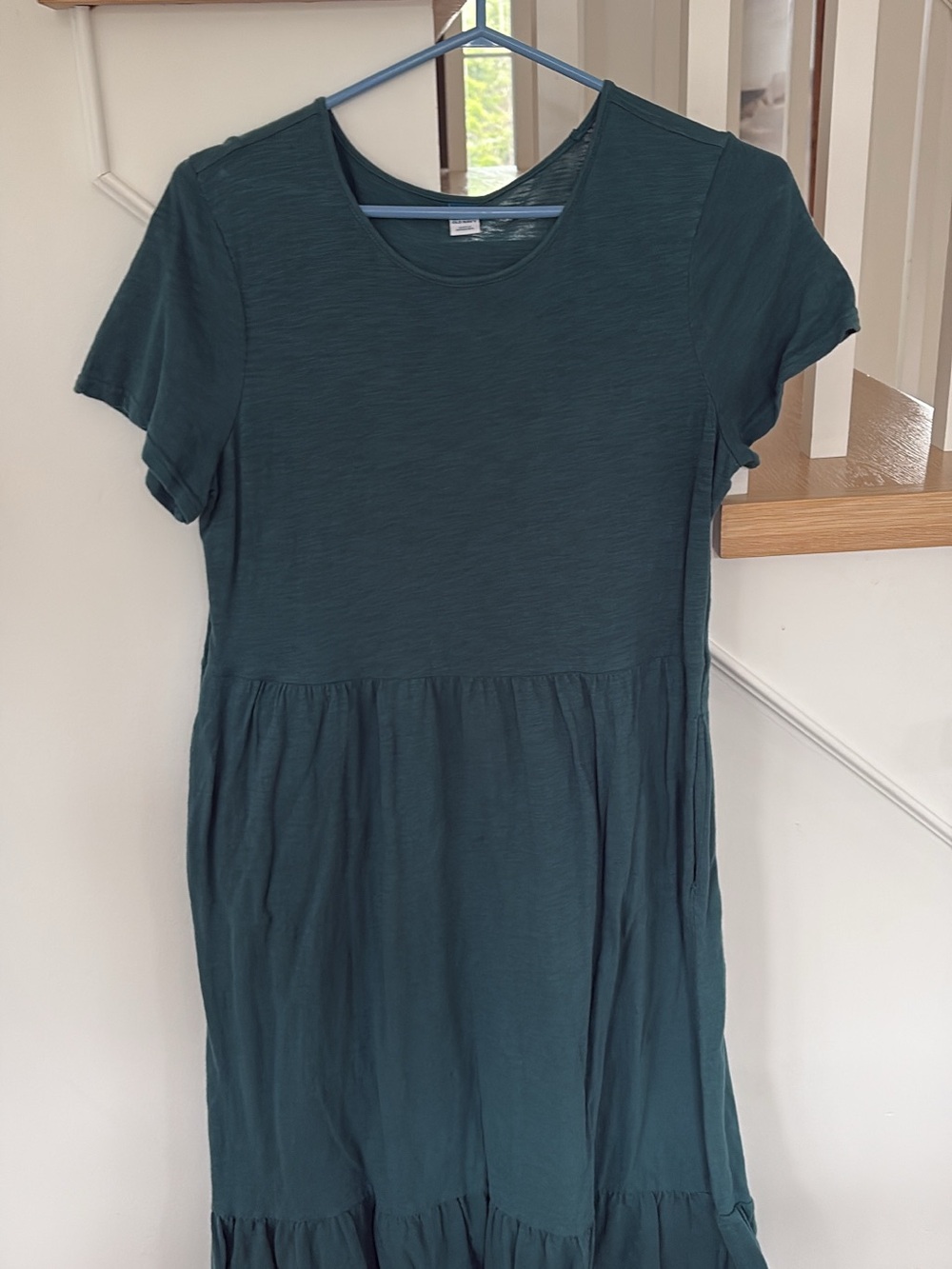 Old Navy Teal Short-Sleeve Tiered Midi Dress